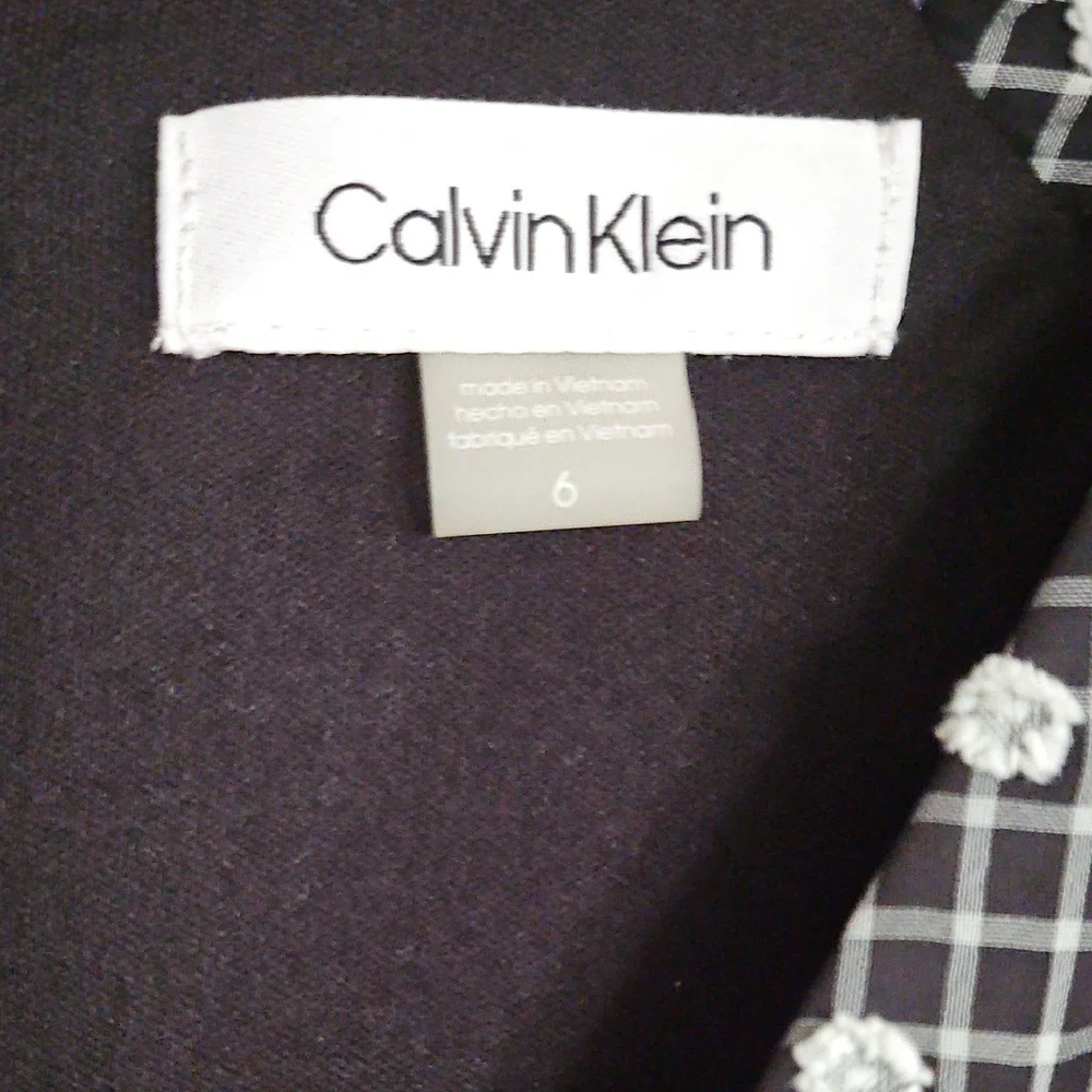 Calvin Klein Women V-Neck Black & White Clip-Dot Chiffon Maxi Dress - Picture 11 of 12